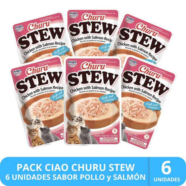 Inaba Churu Cat Stew Chicken Salmon 40 Gr Pack 6 Unidades Inaba Churu Cat Stew Chicken Salmon 40 Gr Pack 6 Unidades