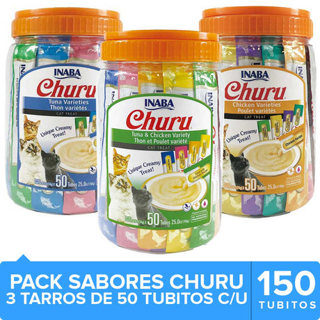 Alimento Húmedo para Gatos Inaba Ciao Churu Mega Pack Sabores 150 Tubitos Alimento Húmedo para Gatos Inaba Ciao Churu Mega Pack Sabores 150 Tubitos