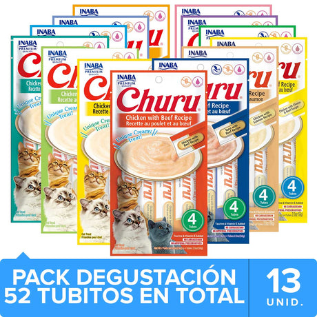 Churus para Gatos Inaba Ciao Churu Mix Degustacion Con 13 Unidades 52 Tubitos Churus para Gatos Inaba Ciao Churu Mix Degustacion Con 13 Unidades 52 Tubitos