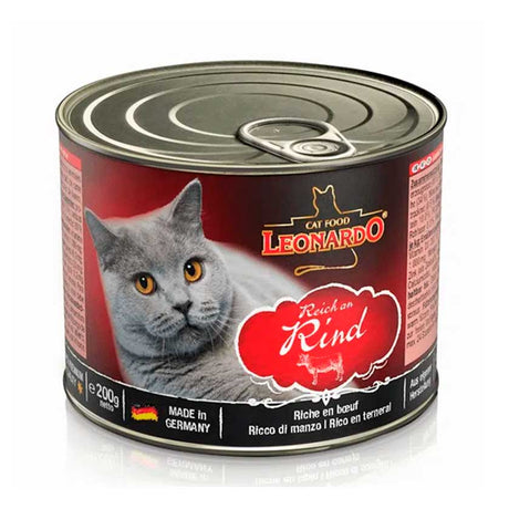 Alimento Húmedo para Gatos Lata Leonardo Quality Selection Rind Ternera 200Gr Alimento Húmedo para Gatos Lata Leonardo Quality Selection Rind Ternera 200Gr