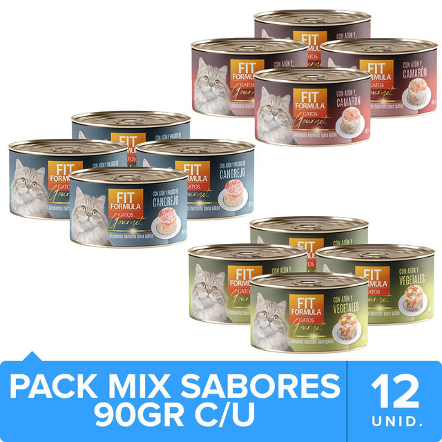 Alimento Humedo Fit Formula Gato Gourmet Pack Sabores 12 Un  Alimento Humedo Fit Formula Gato Gourmet Pack Sabores 12 Un
