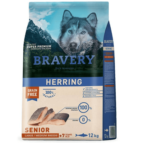 Alimento para Perros Bravery Dog Herring Senior Large Medium Breed 12Kg Alimento para Perros Bravery Dog Herring Senior Large Medium Breed 12Kg