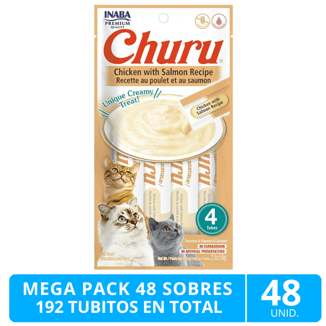 Mega Pack 48 Sobres Inaba Ciao Churu Pollo Y Salmon 192 Tubitos Mega Pack 48 Sobres Inaba Ciao Churu Pollo Y Salmon 192 Tubitos