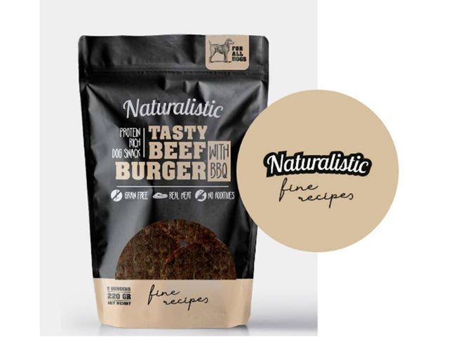 Naturalistic Dog Premium Tasty Beef Burgerwith Bbq 220Gr Naturalistic Dog Premium Tasty Beef Burgerwith Bbq 220Gr