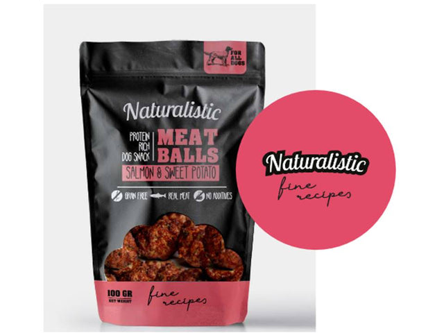 Naturalistic Dog Premium Meat Balls Salmon Sweet Potato 100Gr Naturalistic Dog Premium Meat Balls Salmon Sweet Potato 100Gr