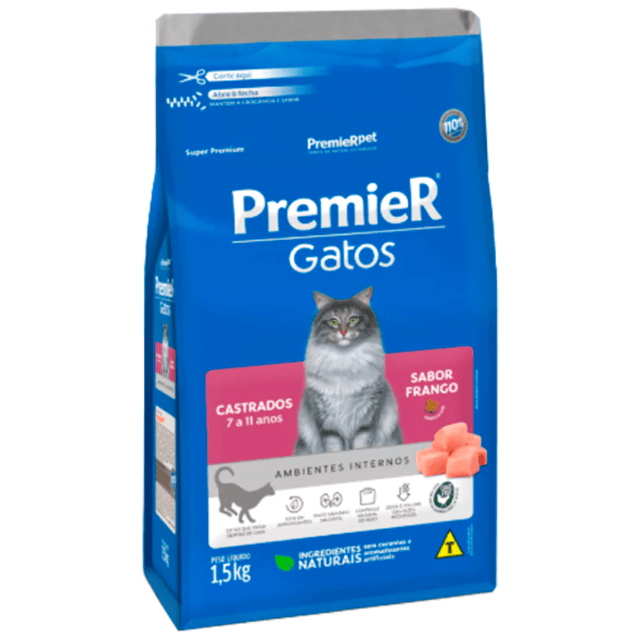 Premier Cat Senior Castrado 7 A 11 Anos 1 5 Kg  Premier Cat Senior Castrado 7 A 11 Anos 1 5 Kg