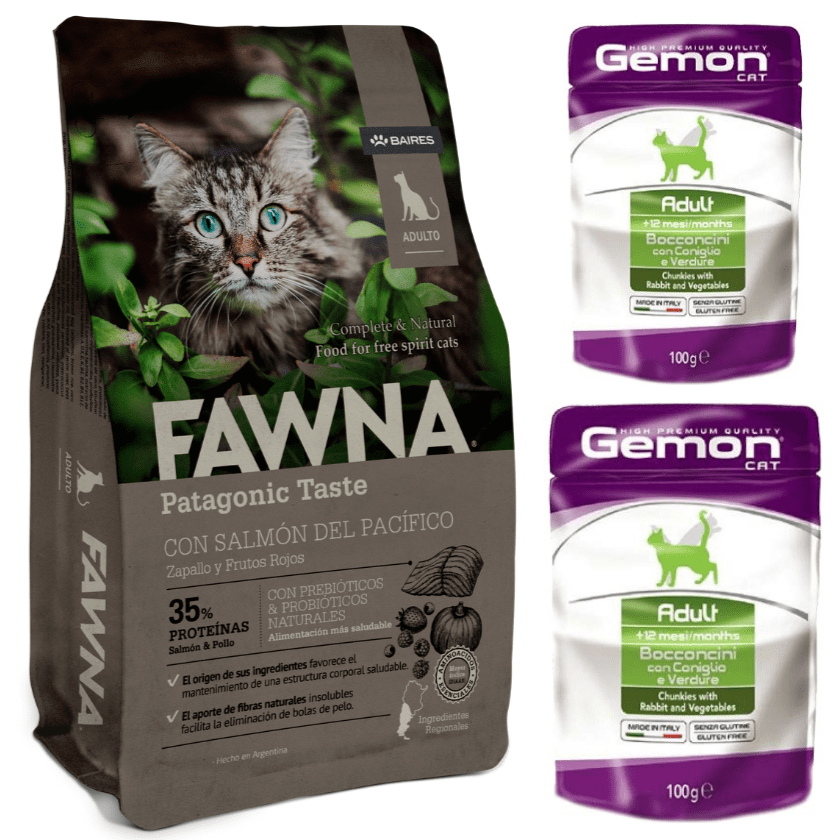 Pack Premium Plus Gato Adulto Fawna 3Kg 2 Pouch De Regalo
