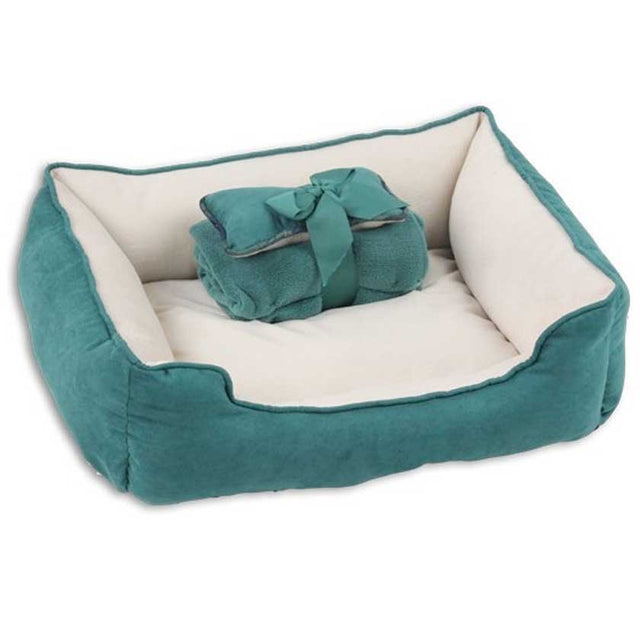 Pawise Cama Con Manta Y Cojin Color Verde Pawise Cama Con Manta Y Cojin Color Verde