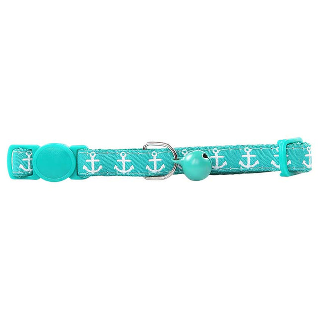 Pawise Collar Gato Color Verde Y Anclas Pawise Collar Gato Color Verde Y Anclas