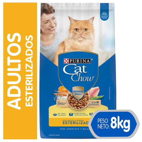 Alimento Seco para Gatos Purina Cat Chow Adultos Esterilizados Con Defense Plus 8Kg Alimento Seco para Gatos Purina Cat Chow Adultos Esterilizados Con Defense Plus 8Kg