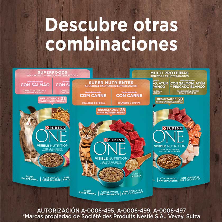 Purina One Pouch Gatos Adultos Y Gatitos Sabor Salmon Atun Y Pescado 85Gr