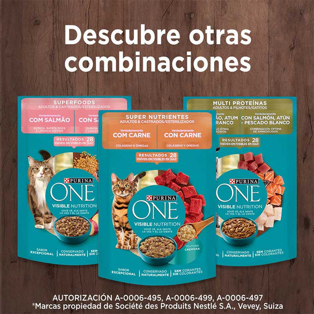 Purina One Pouch Gatos Adultos Y Gatitos Sabor Salmon Atun Y Pescado 85Gr Pack 15 Unidades  Purina One Pouch Gatos Adultos Y Gatitos Sabor Salmon Atun Y Pescado 85Gr Pack 15 Unidades