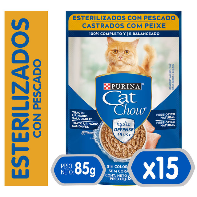 Purina Cat Chow Hydro Castrados Pescado 85Gr Pack 15 Unidades Purina Cat Chow Hydro Castrados Pescado 85Gr Pack 15 Unidades