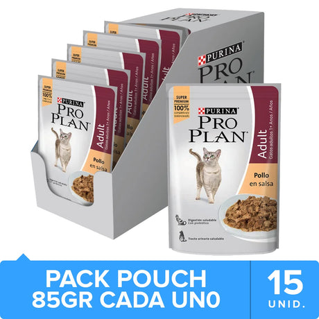 Alimento para Gatos Purina Pro Plan Pouch Adult Cat Pollo En Salsa 85Gr Pack 15 Unidades Alimento para Gatos Purina Pro Plan Pouch Adult Cat Pollo En Salsa 85Gr Pack 15 Unidades