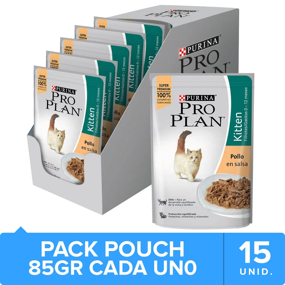 Purina Pro Plan Pouch Kitten Cat Pollo En Salsa 85Gr Pack 15 Unidades
