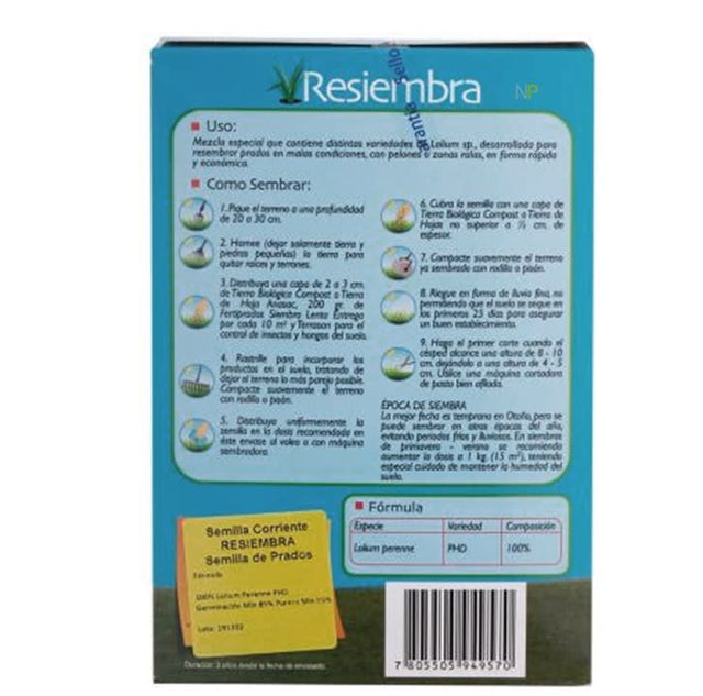 Semilla De Pasto Mezcla Resiembra Anasac Jardin 500Gr  Semilla De Pasto Mezcla Resiembra Anasac Jardin 500Gr