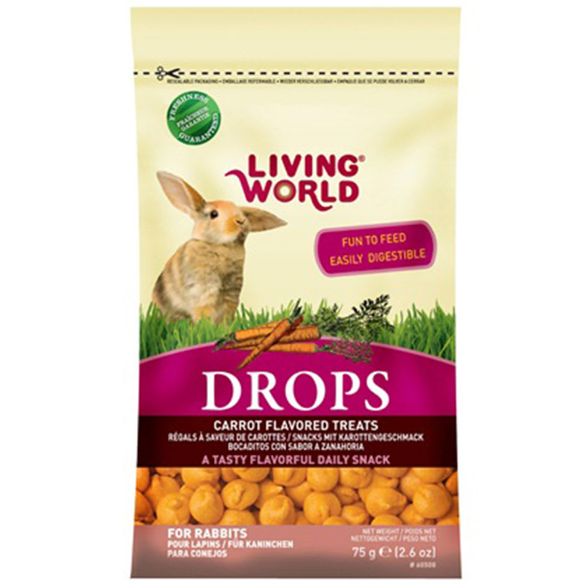 Snack Living World Drops Conejos 75Gr Sabor Zanahoria