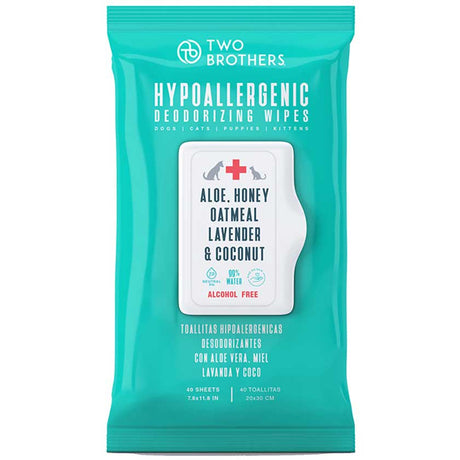 Higiene y Belleza para Gatos Two Brothers Toallitas Desodorizantes Hipoalergenicas 40 Unidades Higiene y Belleza para Gatos Two Brothers Toallitas Desodorizantes Hipoalergenicas 40 Unidades