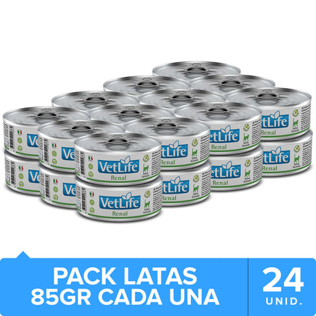 Alimento Húmedo para Gatos Vet Life Cat Renal Lata 85Gr Pack 24 Unidades Alimento Húmedo para Gatos Vet Life Cat Renal Lata 85Gr Pack 24 Unidades