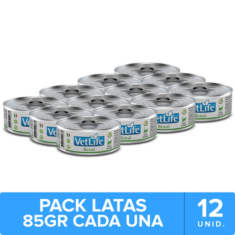 Alimento Húmedo para Gatos Vet Life Cat Renal Lata 85Gr Pack 12 Unidades Alimento Húmedo para Gatos Vet Life Cat Renal Lata 85Gr Pack 12 Unidades