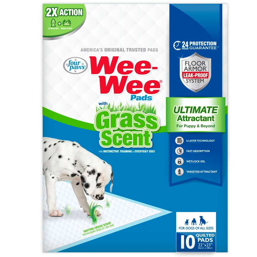 Wee Wee Four Paws Grass Scent Pads 10 Un