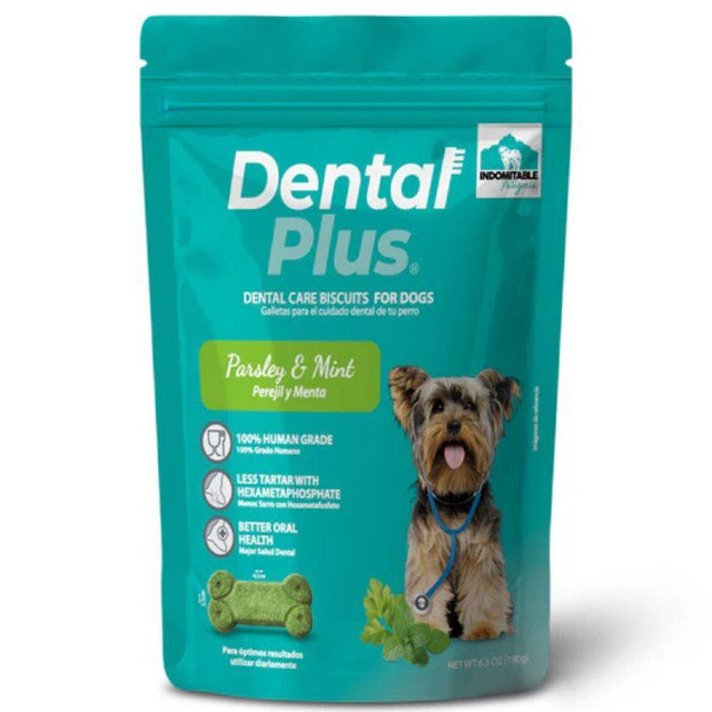  Indomitable Dental Plus Perejil Menta 180gr - Galletas para Perros - Control Sarro y buen Aliento