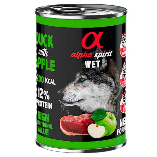  Alimento Húmedo Alpha Spirit para Perro Adulto 400gr - Proteína de Pato y Manzana