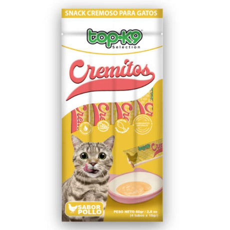 Snack Cremoso Cremitos Gato Adulto 60gr - Sabor Pollo con Omega e Hidratación