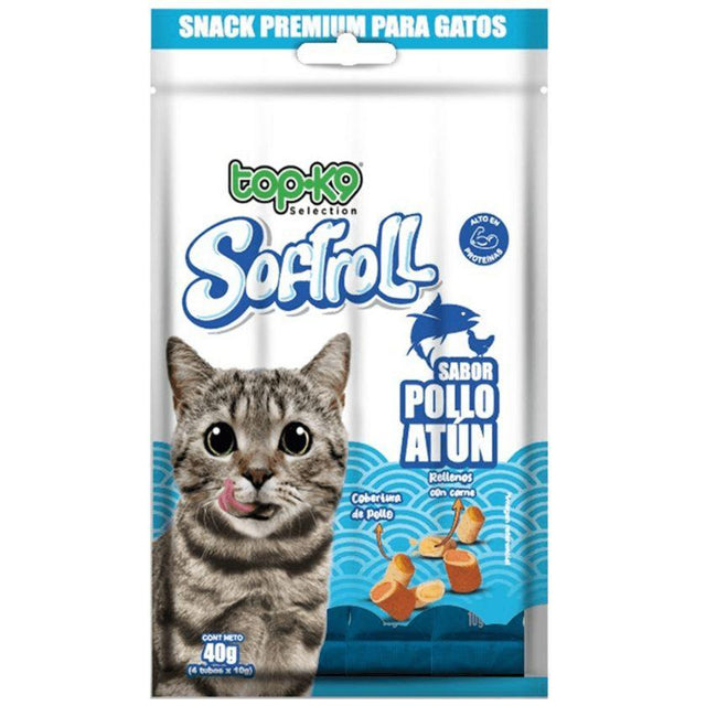  Snack SoftRoll Gato Adulto 40g - Sabor Pollo y Atún con Aminoácidos y Taurina