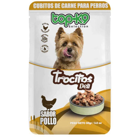 Snack húmedo Top K9 Trocitos Deli Sabor Pollo para Perros 85gr - Energia y Vitaminas