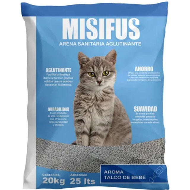  Arena Aglutinante Misifus Aroma Talco Bebé 20kg