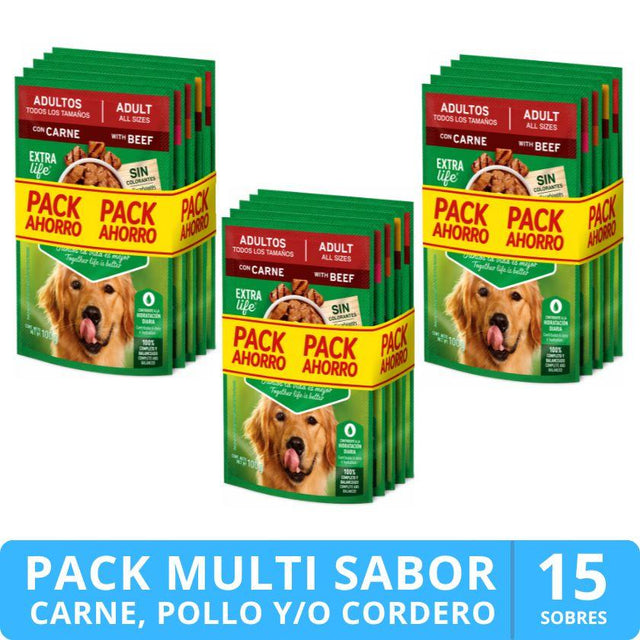  Dog Chow Pouch Pack Multisabor 5 Puch 100gr c/u PROMO 15 pouch