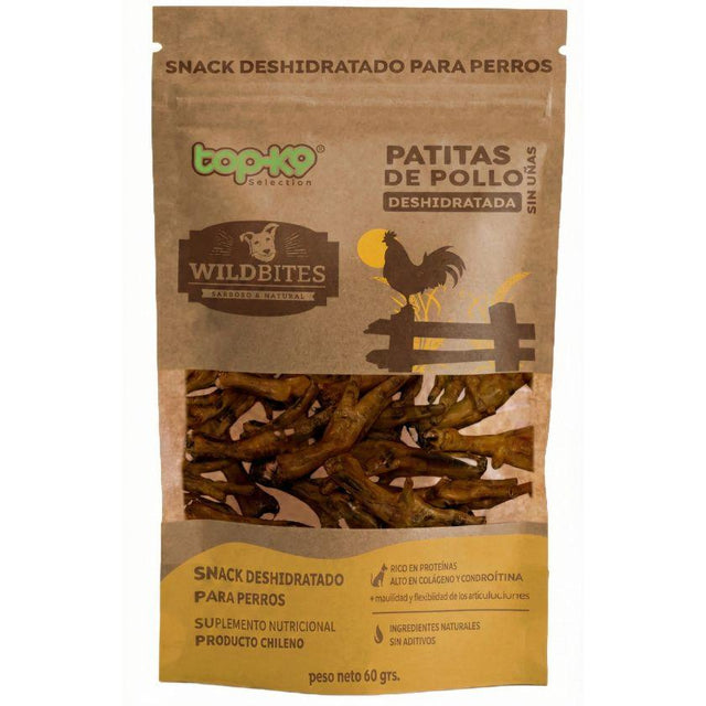  Snack Natural Patitas de Pollo WildBites Perro Adulto 60g - Higiene Dental y Articulaciones Saludables