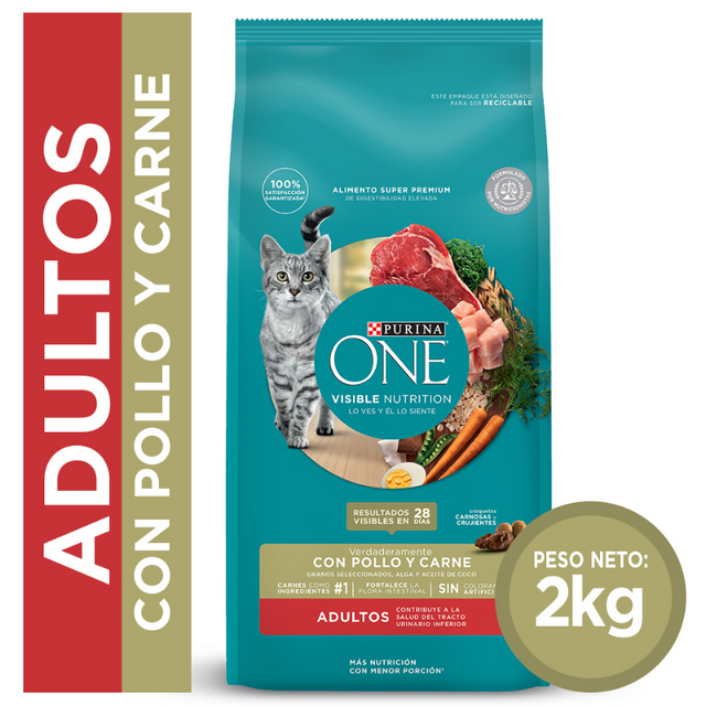  Alimento seco para gato PURINA® ONE® Adulto Pollo y Carne 2kg