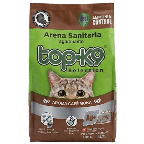 Arena Aglutinante Top K9 con Iones de Plata aroma Cafe Moka 10kg