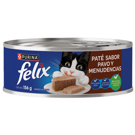 Purina felix lata para gato paté de pavo y menudencias 156 gr
