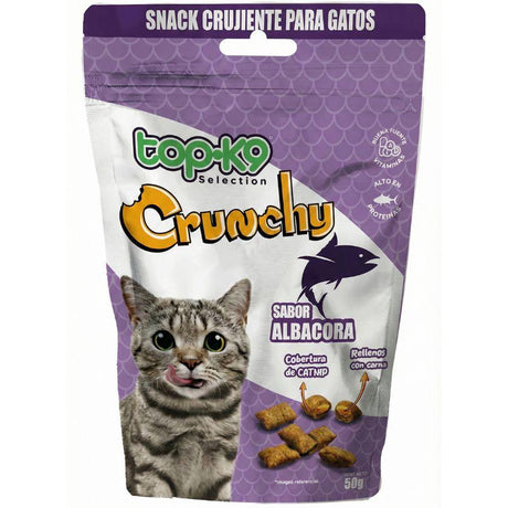 Snack Crunchy TopK9 Gato Adulto 50g Sabor Albacora con Catnip y Vitaminas