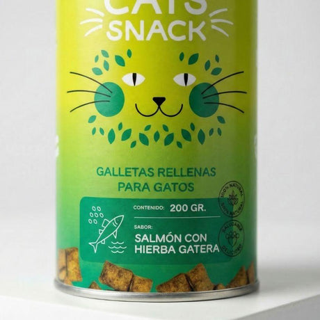Cats Snack Cats Snack Galletas Rellenas Salmón y Hierba Gatera para Gatos Adultos 200gr Con Omega 3 y estimulacion sensorial