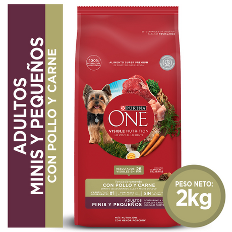 Alimento seco para perro PURINA® ONE® Adulto Mini y Pequeño Pollo y Carne 2kg