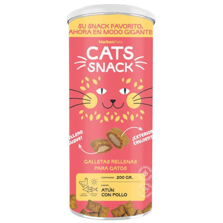 Cats Snack Galletas Rellenas Atún con Pollo para Gatos Adultos 200gr Con Omega 3 para piel y pelaje