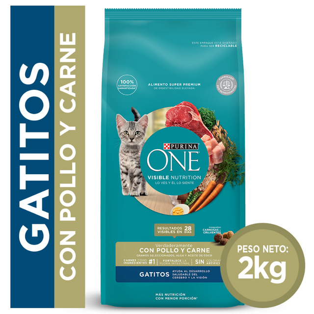 Alimento seco para gato PURINA® ONE® Gatito Pollo y Carne
