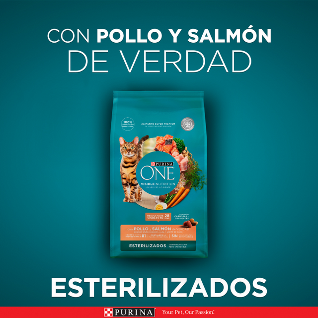 Alimento seco para gato PURINA® ONE® Esterilizado Pollo y Salmón 2kg