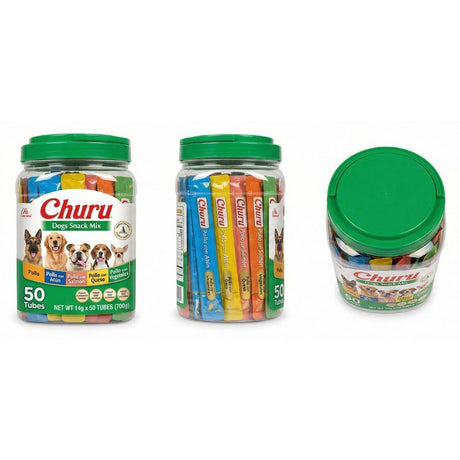 Inaba - Churu Snack Churu Variedades de Pollo para Perros (50 tubos x 14 g)