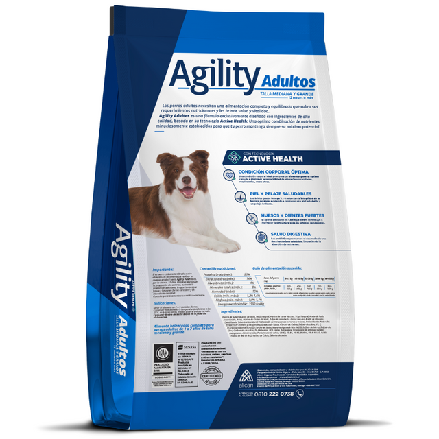  Alimento Agility Perros Adultos Medianos y Grandes 15kg