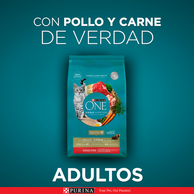  Alimento seco para gato PURINA® ONE® Adulto Pollo y Carne 2kg