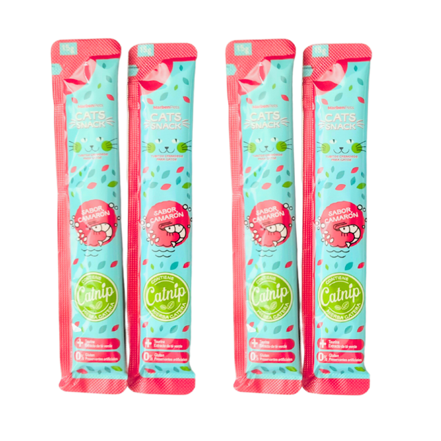  Cat Snack Cremoso Sabor Camarón con Catnip 60gr
