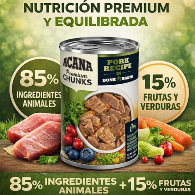  Alimento Húmedo Acana Premium Chinks 363gr - Receta de Cerdo en Caldo