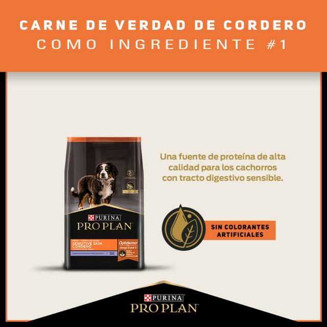  Purina Pro Plan Puppy Sensitive Skin Cordero con OptiDerma 12 kg + 3 kg