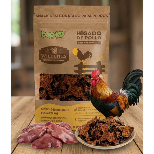  Snack Natural Hígado de Pollo WildBites Perro Adulto 60g - Limpieza Dental y Alta Palatabilidad