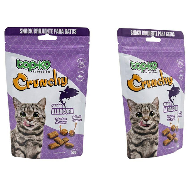 Snack Crunchy TopK9 Gato Adulto 50g Sabor Albacora con Catnip y Vitaminas